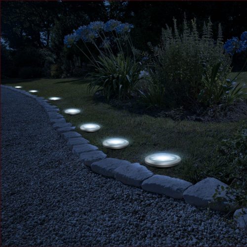 LED-es leszúrható szolár lámpa - kör alakú - hidegfehér - 11 cm