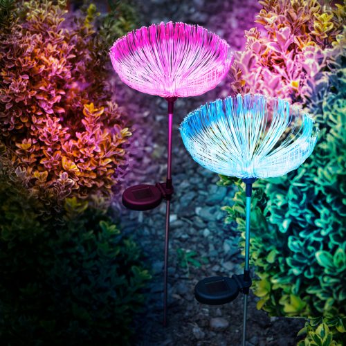 Száloptikás szolár lámpa- medúza - 80 cm - RGB színes LED