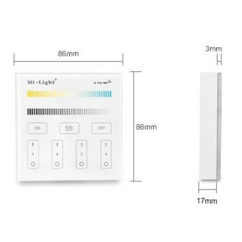 Mi-light 4 zónás  fali érintő kapcsoló CCT led szalaghoz (FUTB2)