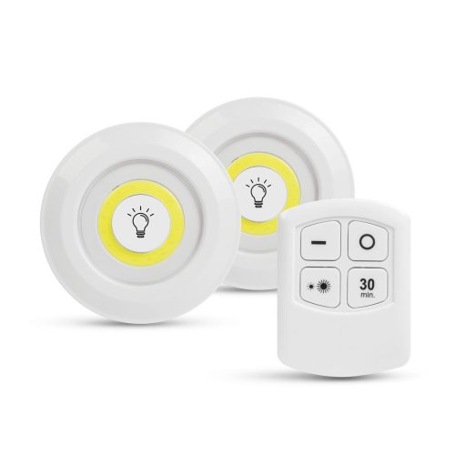 Globiz COB led lámpa elemes 3W 200Lm 2db-os kiszerelés, távirányítóval IP44