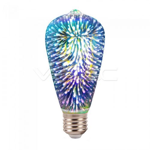 V-TAC filament LED izzó E27 3W 25Lm 300° Színes