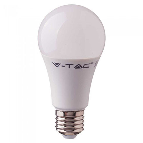 V-TAC LED izzó beépített mikrohullámú mozgásérzékelővel E27 11W 1055Lm 200° 2700K