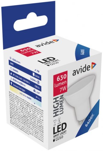 Avide LED spot izzó GU10 7W 600Lm 110°  6400K