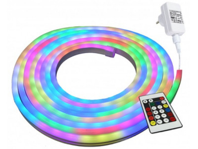 Commel futófényes RGB neon LED fénykábel szett  12V 24W 5m IP44