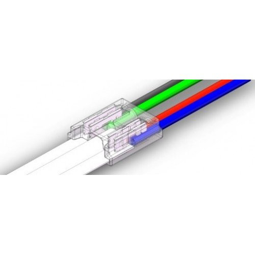 COB RGB led szalag toldó 4 pólusos,  szalag-vezeték toldáshoz, 10mm
