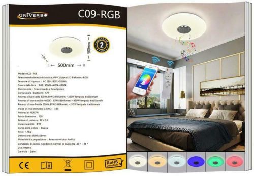 Universo RGBW Smart  hangszórós led mennyezeti lámpa, távirányítóval 65W 5850Lm RGB+CCT