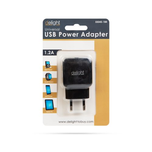 USB hálózati adapter 1,2A fekete