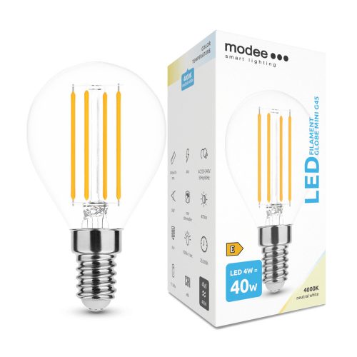 Modee gyertya filament LED izzó E14 4W 470Lm 360° 4000K 