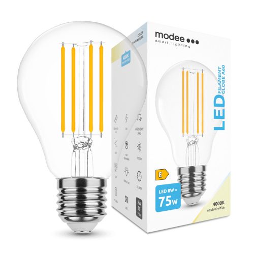 Modee filament LED izzó E27 8W 1055Lm 360° 4000K