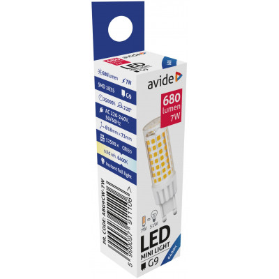 Avide LED izzó G9 7W 680Lm 220°  6400K