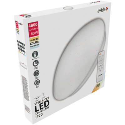 Avide Stella CCT Mennyezeti led lámpa távirányítóval 80W 4800Lm 3000-6400K 