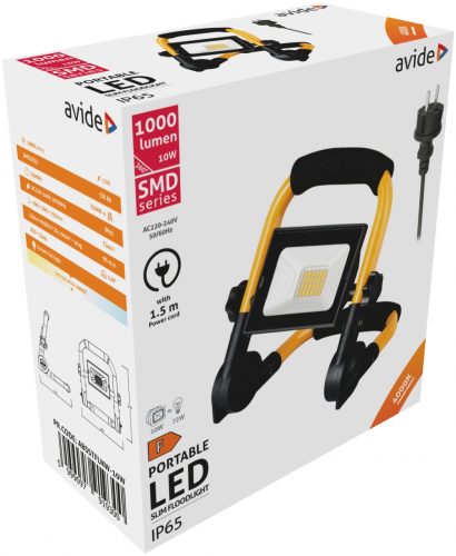 Avide hordozható LED Reflektor 10W 4000K 1000Lm1,5m dugvillás vezetékkel