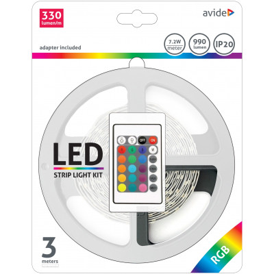 Avide RGB LED szalag szett 12V 21,6W 3m IP20