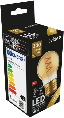 Avide kisgömb filament LED izzó E27 3W 200Lm 360°  2500K