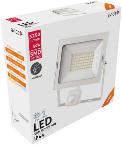 Avide Mozgásérzékelős LED Reflektor fehér 50W 4000K 3250Lm