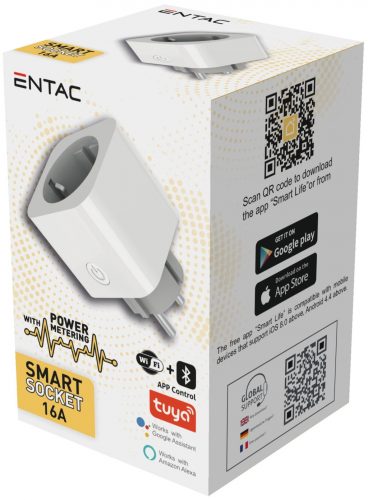 Entac WIFI+ BT okos dugalj fogyasztásmérővel , Tuya app 16A