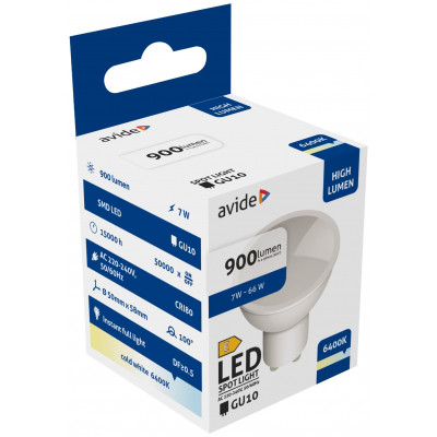 Avide LED spot izzó GU10 7W 900Lm 110°  6400K