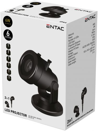 Entac LED projector 6db cserélhető kártyával, 3m vezetékkel, IP44