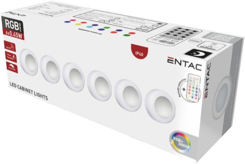 Entac Mini Hordzható Éjjeli fény 0.45W 22Lumen RGB+W Távirányítóval